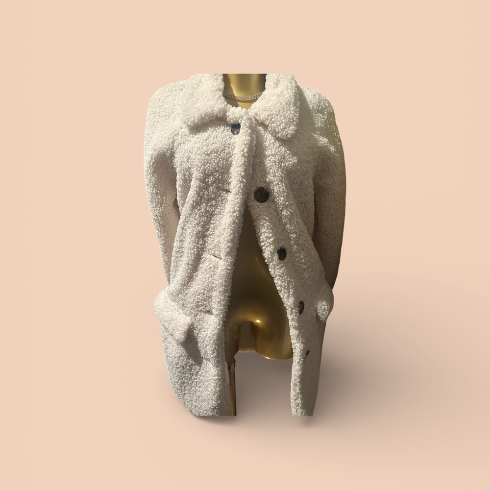 Fashion Nova Cream Teddy Jacket